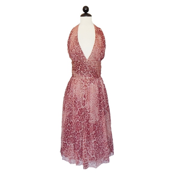 Phoebe Couture Dresses & Skirts - Phoebe Pink Animal Print Silk Halter Dress Size 10